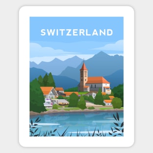 Switzerland Countryside, Swiss Alps Landscape Sticker